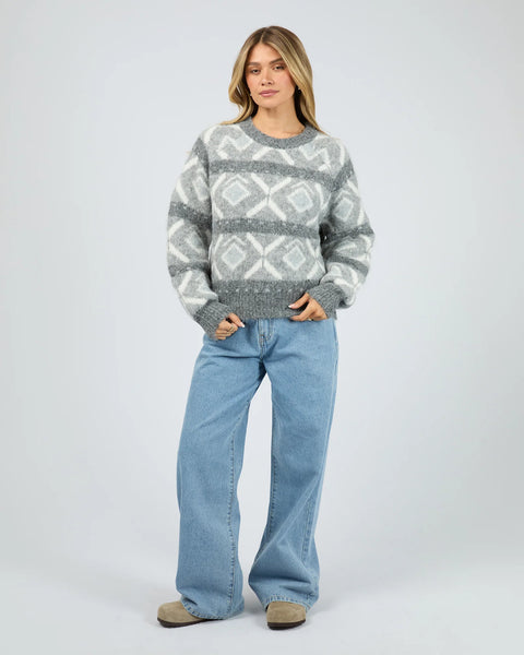 ALL ABOUT EVE - ZOIA KNIT CREW - CHARCOAL