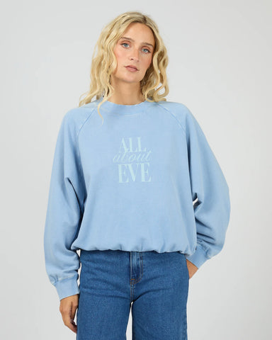 ALL ABOUT EVE - FLYNN WASHED BOX RAGLAN CREW - BLUE