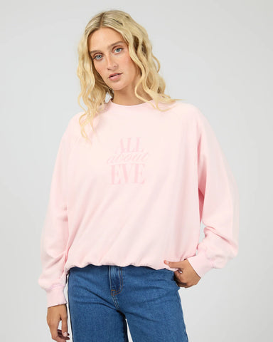 ALL ABOUT EVE - FLYNN WASHED BOX RAGLAN CREW - PALE PINK
