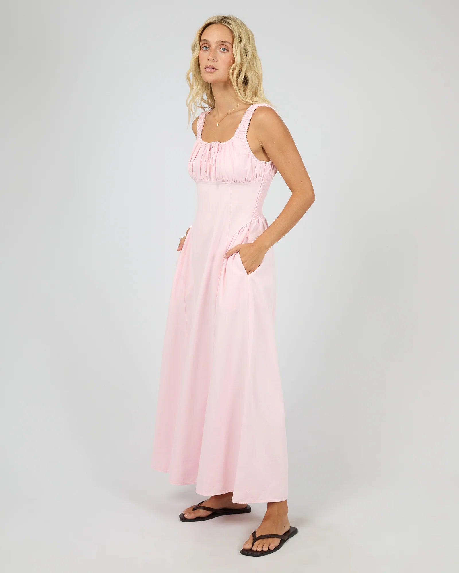 ALL ABOUT EVE - POPPY DENIM DRESS - LIGHT PINK