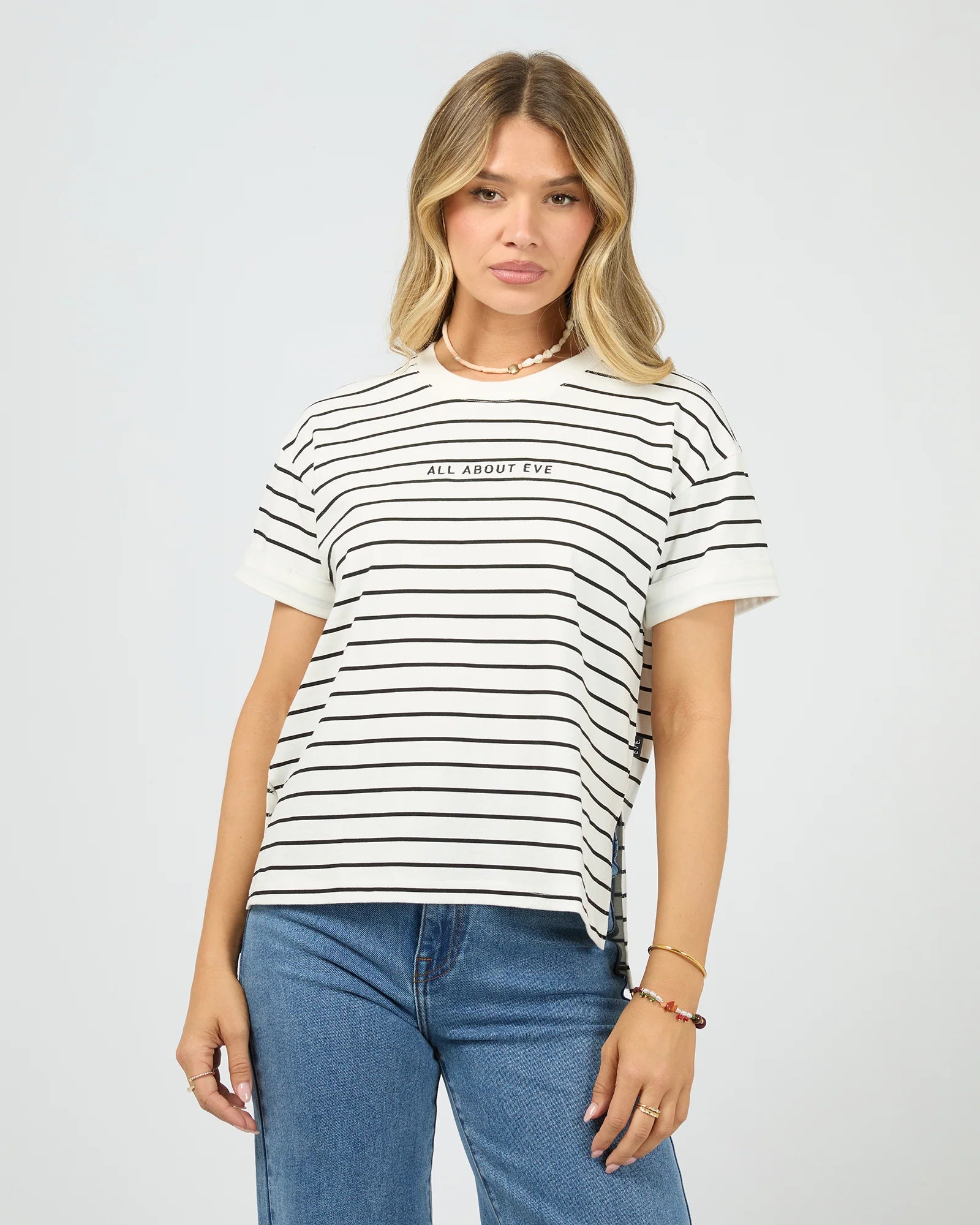 ALL ABOUT EVE - WASHED TEE - STRIPE - BLACK