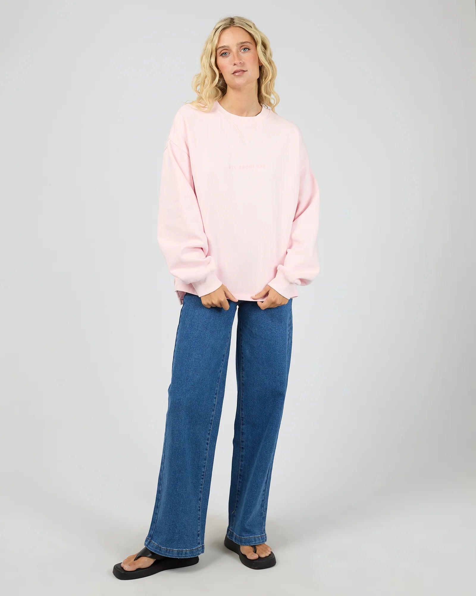 ALL ABOUT EVE - WASHED BOX CREW - LIGHT PINK