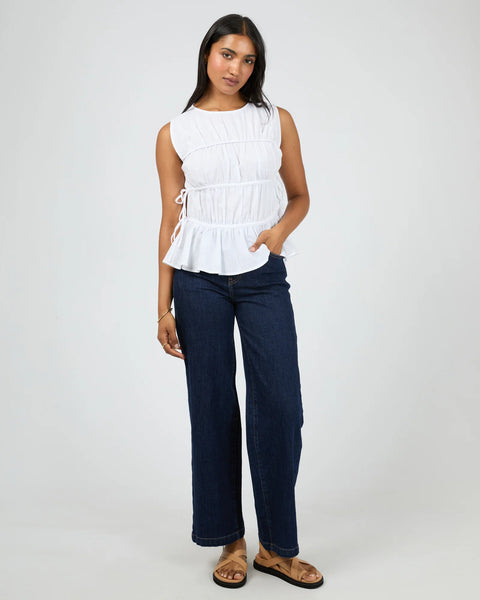 ALL ABOUT EVE - LOU LOU TIE TOP - WHITE