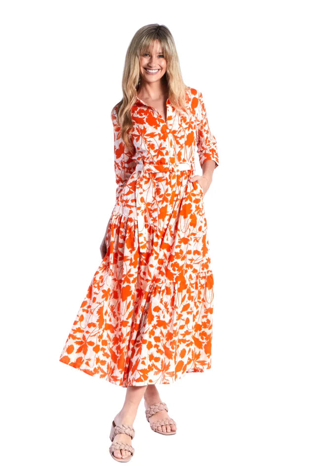 LEONI - ZOE SHIRT DRESS - ORANGE FLORAL