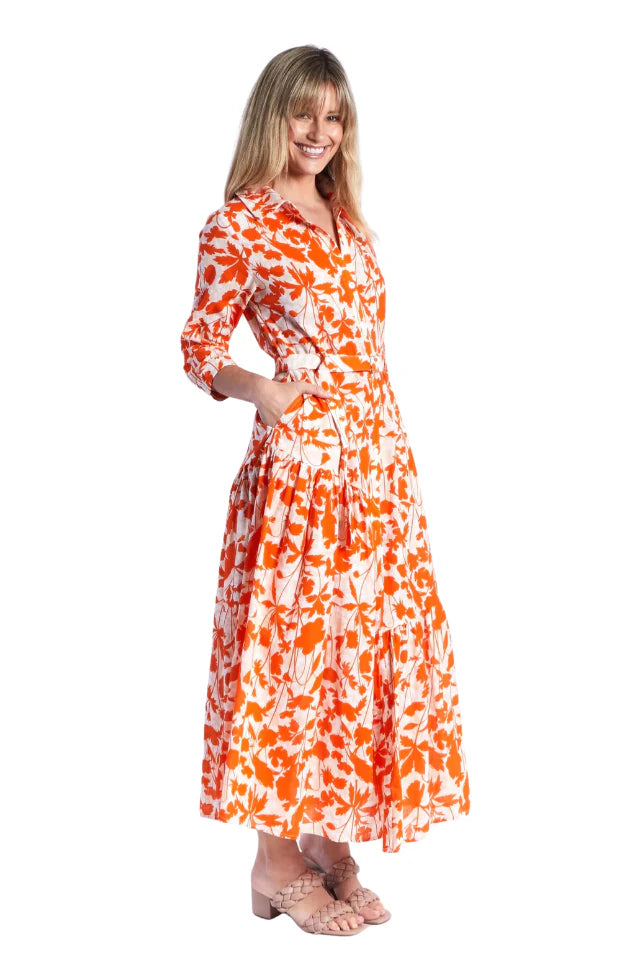 LEONI - ZOE SHIRT DRESS - ORANGE FLORAL