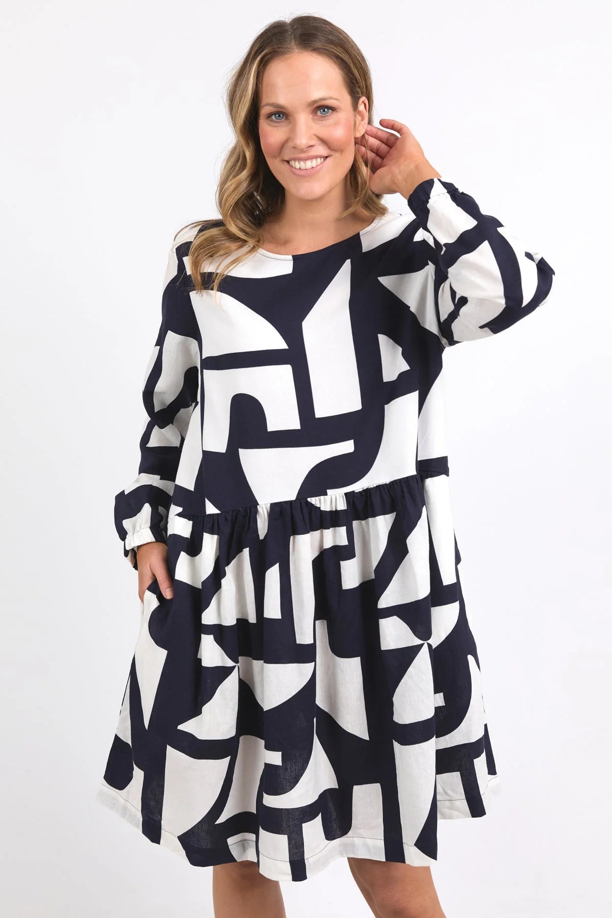 ELM DALI DRESS - MIDNIGHT ABSTRACT