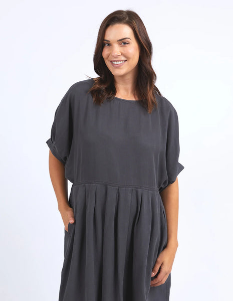 ELM  BLISS RELAXED DRESS - WASHED BLACK