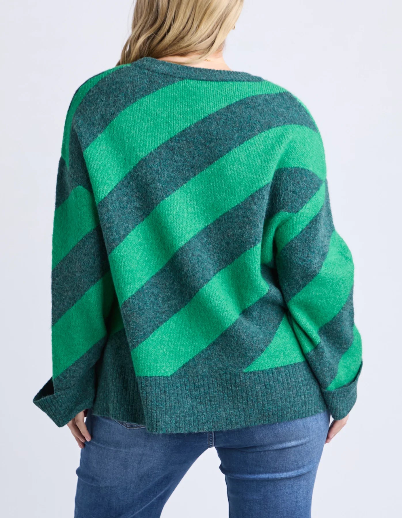 ELM - SAGE DIAGONAL STRIPE KNIT - TURQUOISE/TEAL
