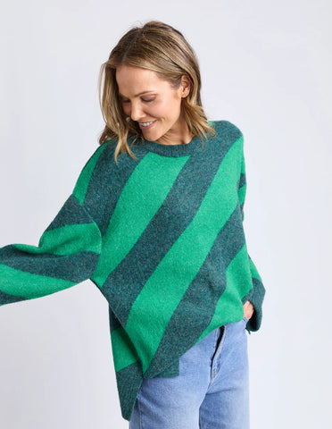 ELM - SAGE DIAGONAL STRIPE KNIT - TURQUOISE/TEAL
