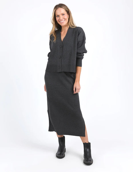 ELM ELODIE CARDI - CHARCOAL MARLE