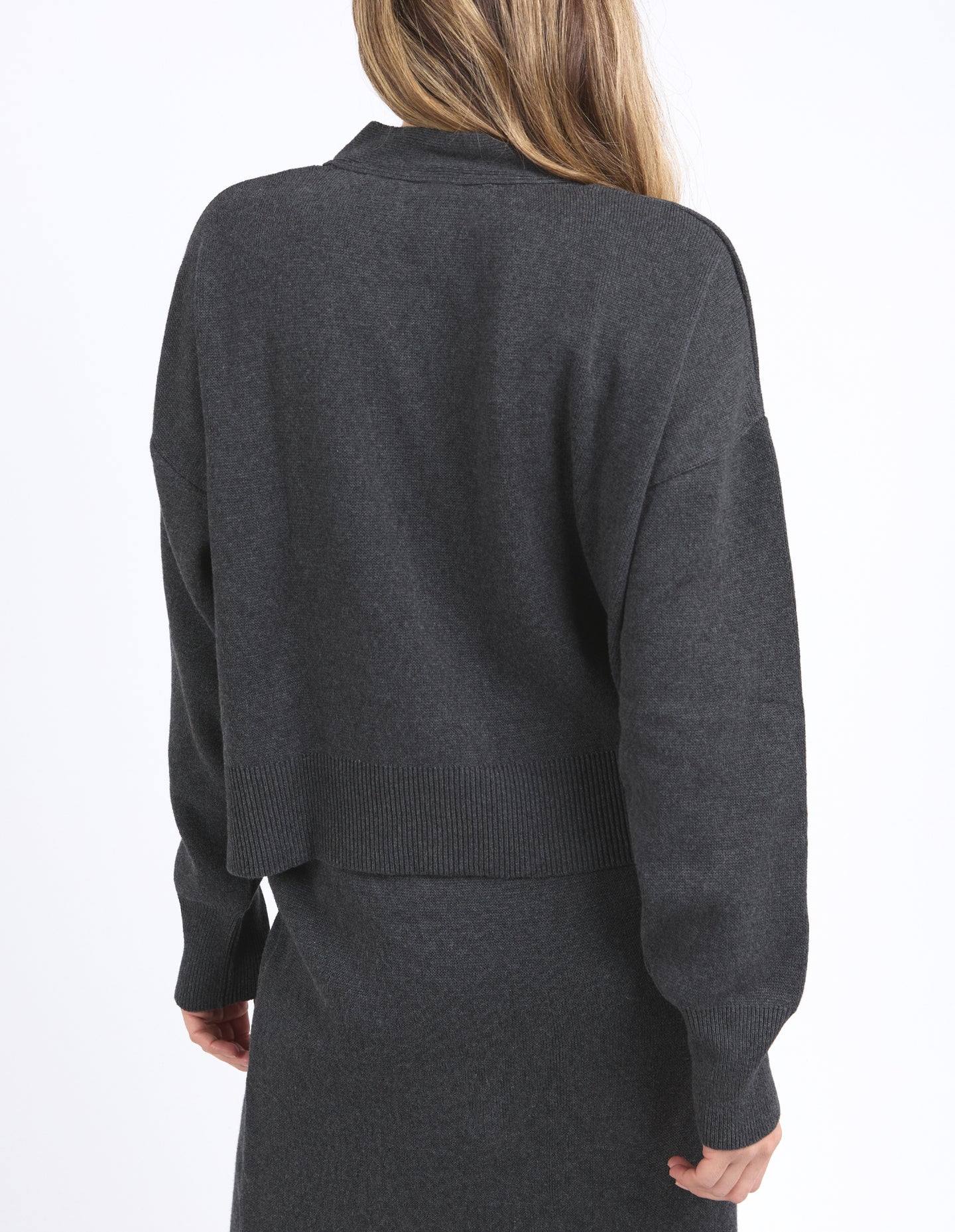 ELM ELODIE CARDI - CHARCOAL MARLE