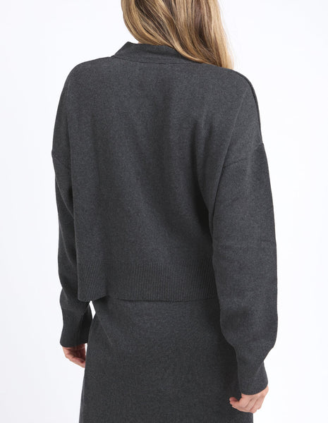 ELM ELODIE CARDI - CHARCOAL MARLE