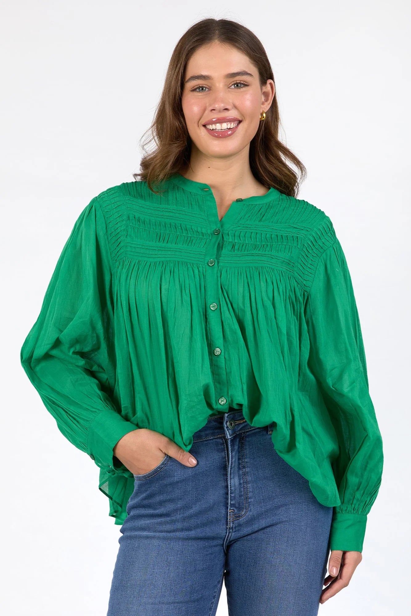 ELM - MONTANA BLOUSE - PINE GREEN