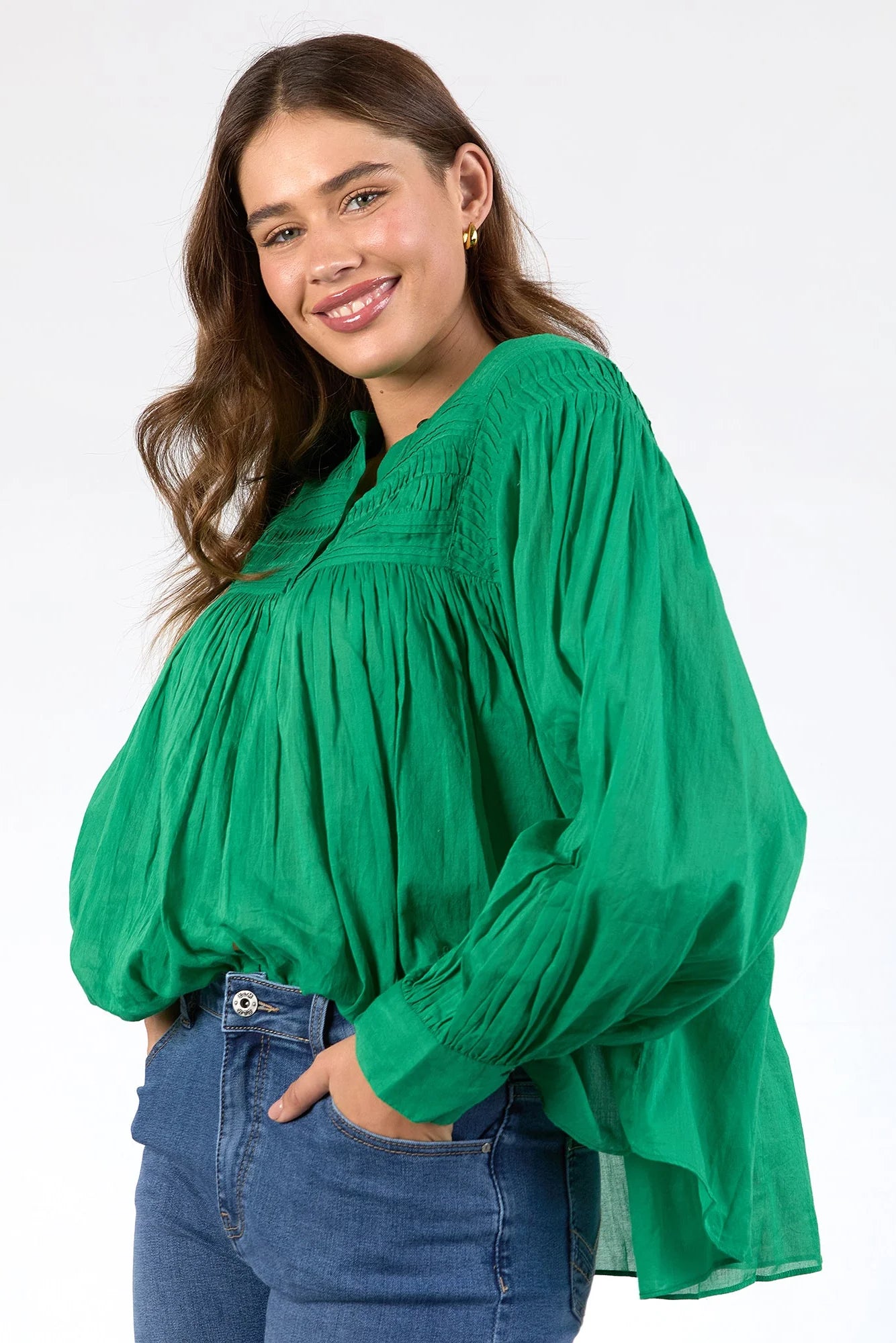 ELM - MONTANA BLOUSE - PINE GREEN
