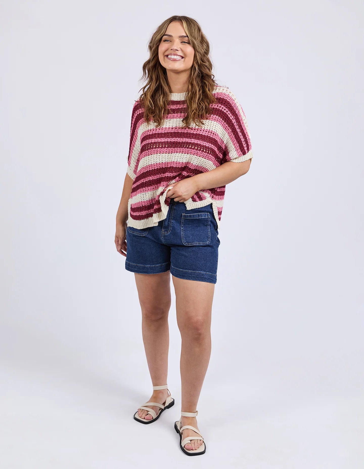 ELM - STRIPED KNIT TOP - CHATEAU ROSE