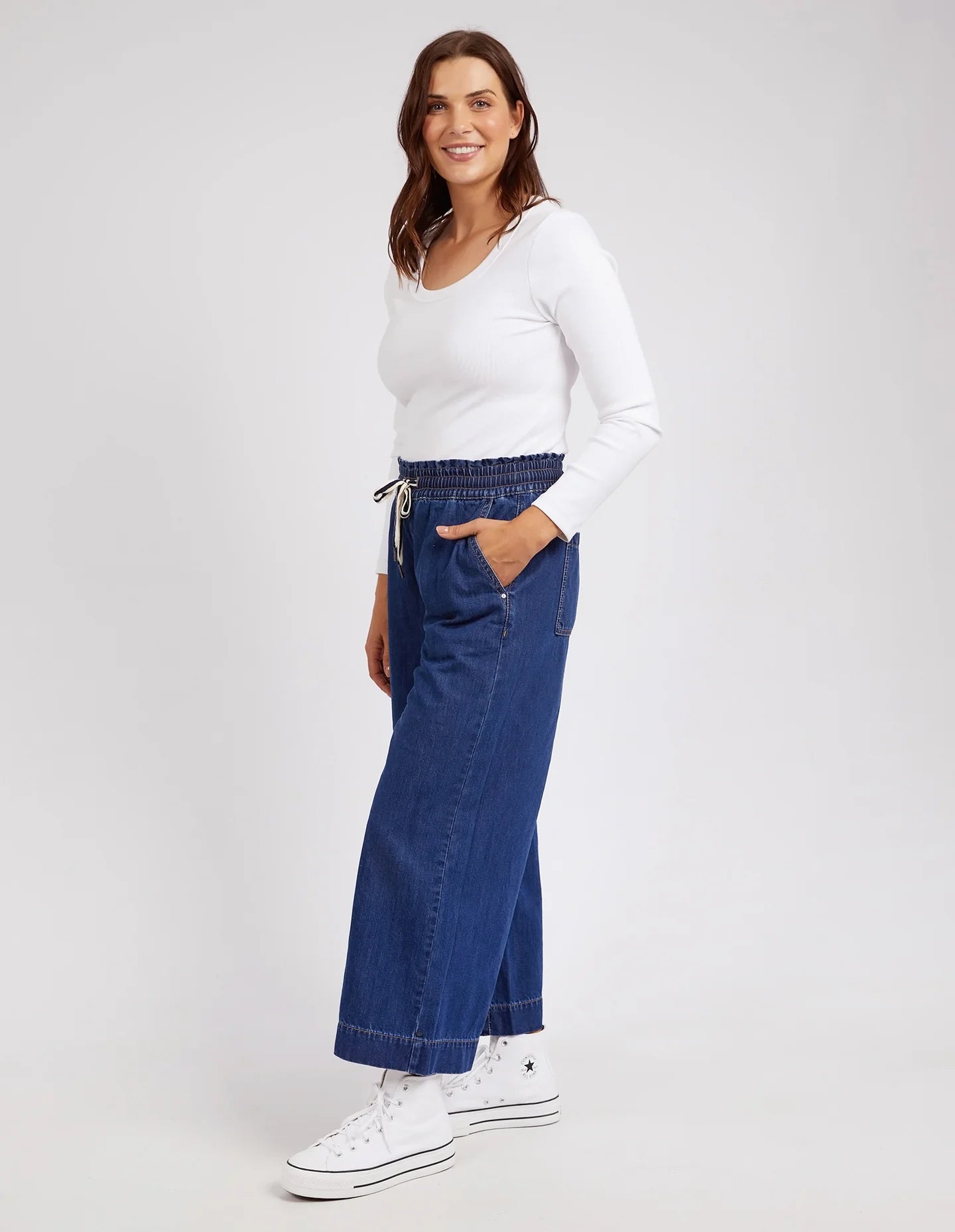 ELM -GRETA WIDE LEG PANT - DARK BLUE