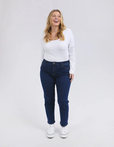 ELM  ADA STRAIGHT LEG JEAN -DARK BLUE