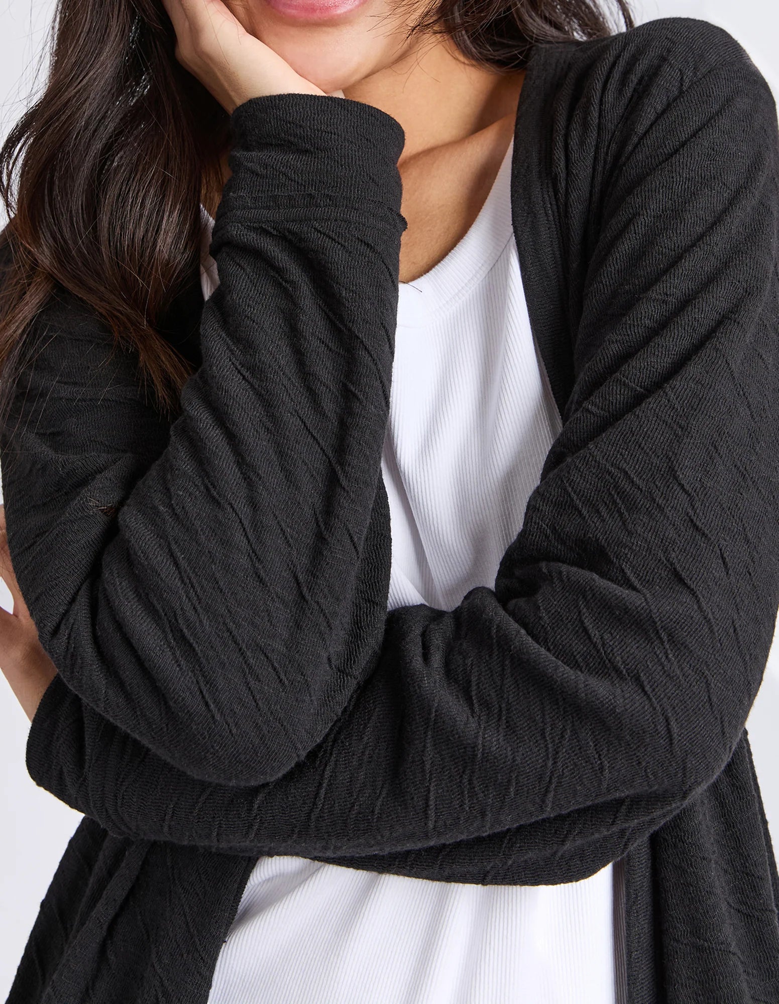 ELM - HAVEN JERSEY CARDI - BLACK
