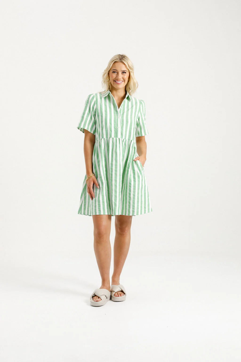Homelee CLEO MINI DRESS - APPLE STRIPES