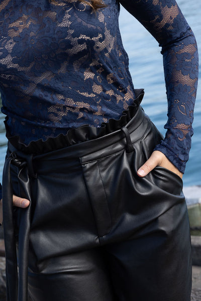 AMAYA - ALICIA FAUX LEATHER PANT - BLACK