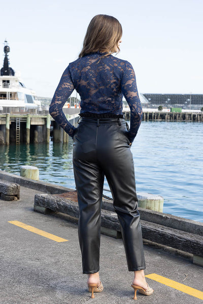 AMAYA - ALICIA FAUX LEATHER PANT - BLACK