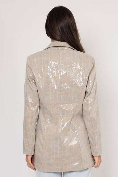 AMAYA LAYLA SEQUIN BLAZER - GREY