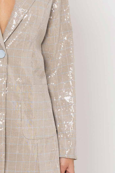 AMAYA LAYLA SEQUIN BLAZER - GREY