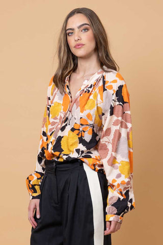 AMAYA FIA SHIRT - ORANGE FLORAL