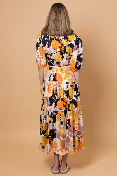 AMAYA SAMMIE WRAP MAXI DRESS - ORANGE FLORAL
