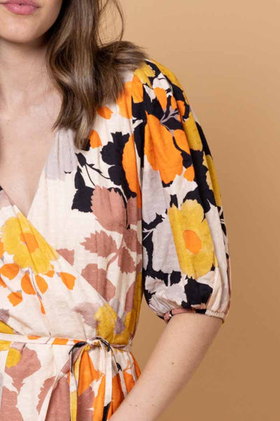 AMAYA SAMMIE WRAP MAXI DRESS - ORANGE FLORAL