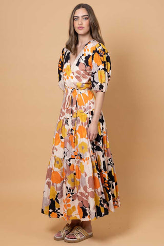 AMAYA SAMMIE WRAP MAXI DRESS - ORANGE FLORAL