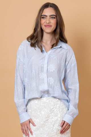 AMAYA NINA EMBROIDERED SHIRT - LIGHT BLUE