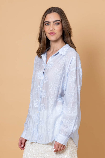 AMAYA NINA EMBROIDERED SHIRT - LIGHT BLUE
