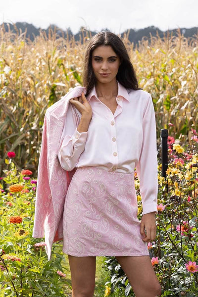 AMAYA - TYLIE SATIN BLOUSE - BLUSH