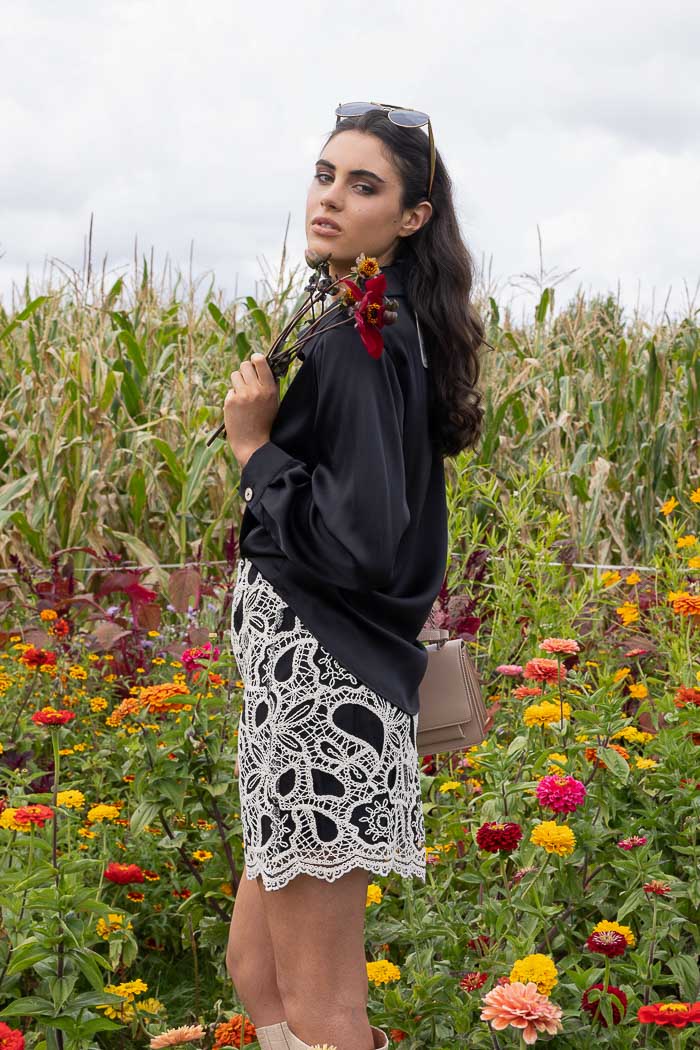 AMAYA - TYLIE SATIN BLOUSE - BLACK