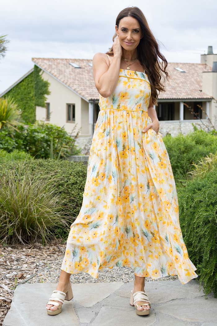 AMAYA - CASSIE MAXI DRESS - YELLOW FLORAL