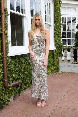 AMAYA - BOBBIE DRESS - CREAM/SILVER