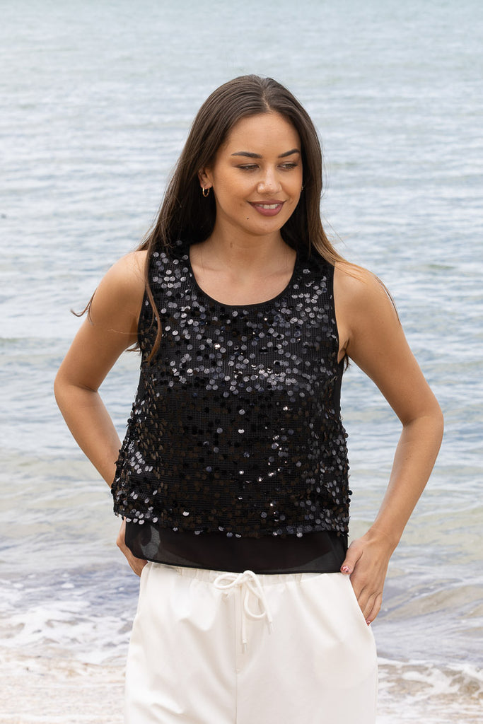 AMAYA - JO SEQUIN TOP - BLACK