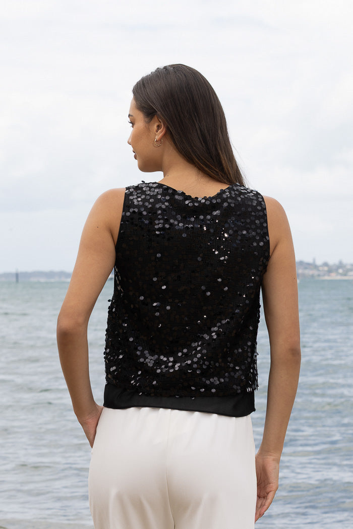AMAYA - JO SEQUIN TOP - BLACK