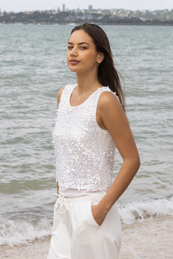 AMAYA - JO SEQUIN TOP - WHITE