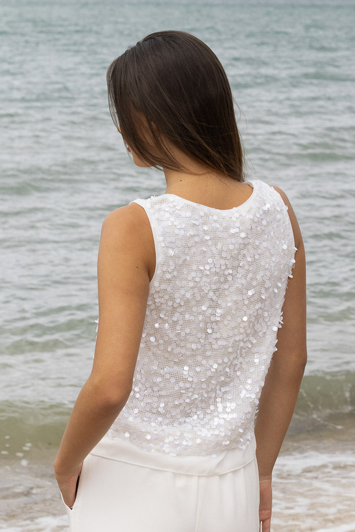 AMAYA - JO SEQUIN TOP - WHITE