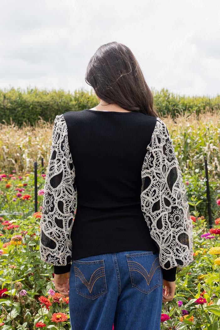 AMAYA - CLAUDIA TOP - LACE/BLACK