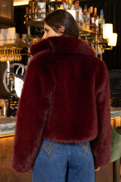 AMAYA CRISTINA FUR JACKET - CHERRY