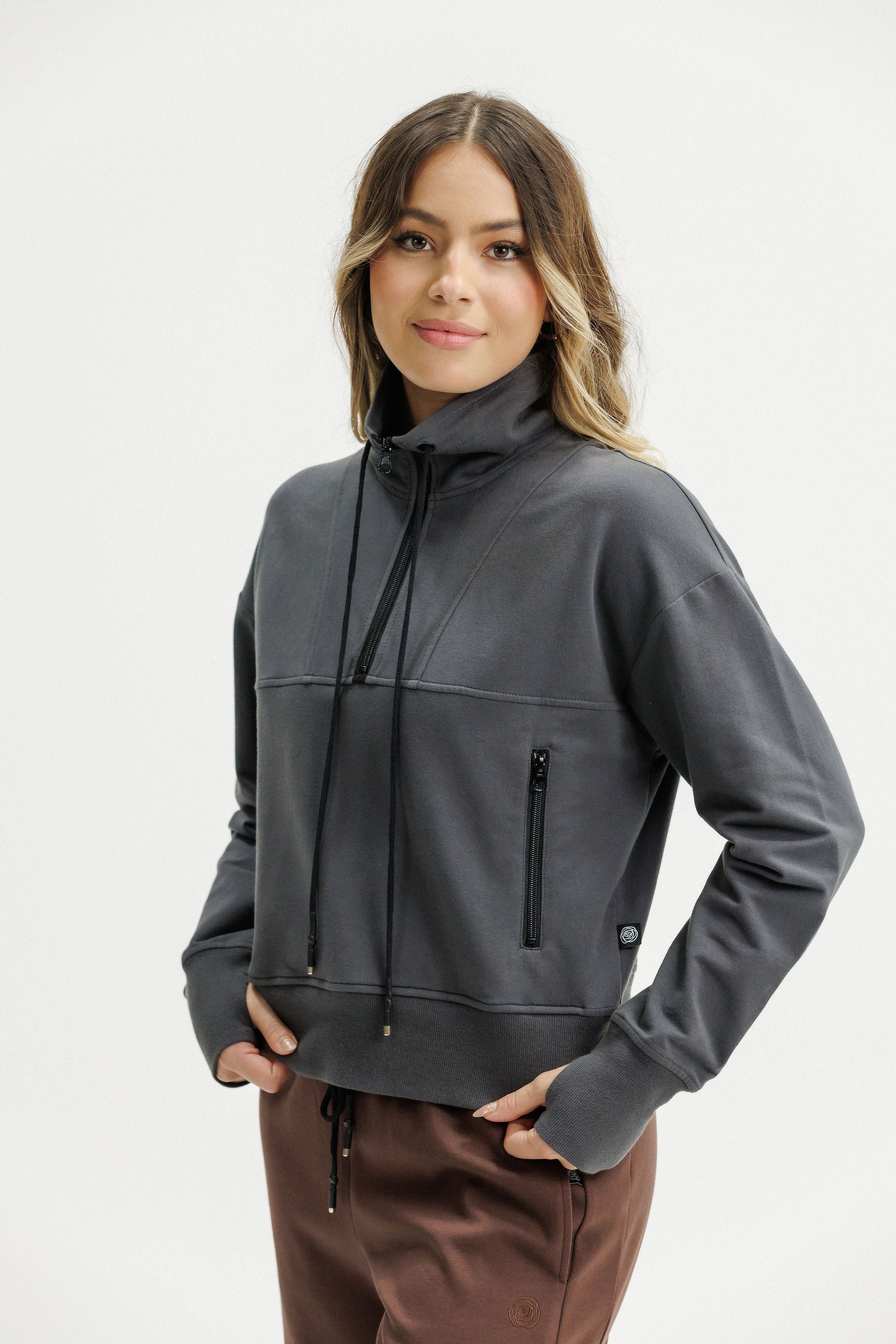 ROSE ROAD - ABBOTT SWEATER - GRAPHITE