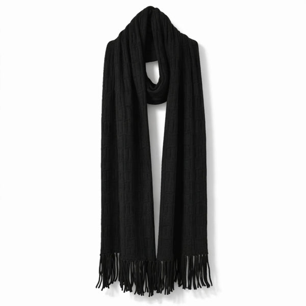MOKE - ADELE CABLE KNIT SCARF - BLACK