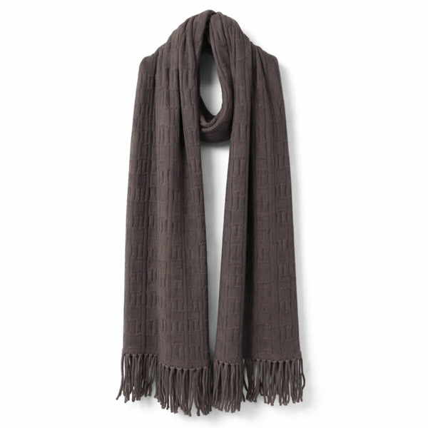 MOKE - ADELE CABLE KNIT SCARF - COCOA POWDER