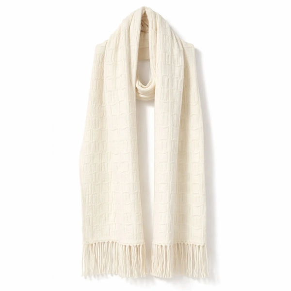 MOKE - ADELE CABLE KNIT SCARF - CREAM