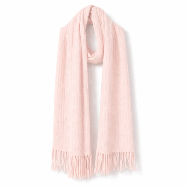 MOKE - ADELE CABLE KNIT SCARF - BLUSH