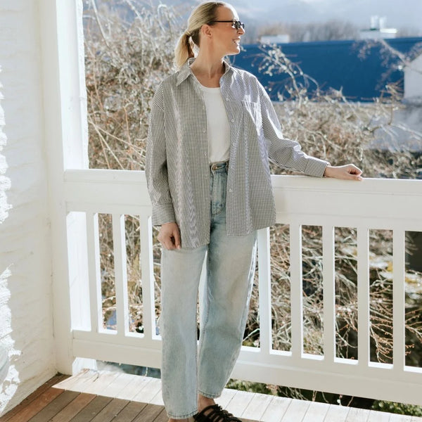MOKE - AMBER WOMENS OVERSIZED SHIRT - STRIPE