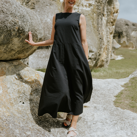 MOKE - ANNA DROP WAISTED DRESS - BLACK